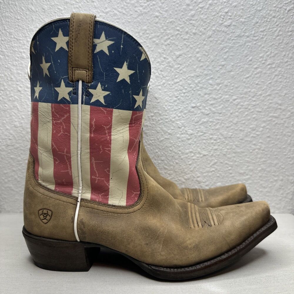 Ariat Circuit Patriot Womens Brown Leather American Flag Western Boots 10019950
